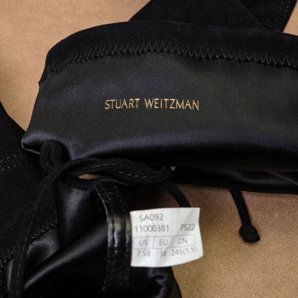 Stuart Weitzman Women Tieland Slip-on Black Suede Dress OTK Back Tie Boots sz 7. - Picture 9 of 9